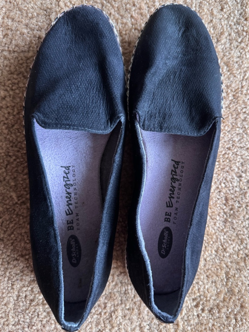 Dr. Scholl's Black Slip-On Espadrille Flats